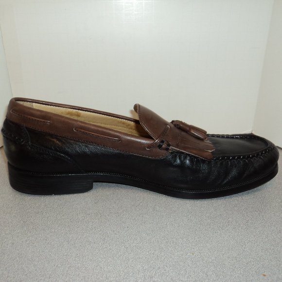 Dockers Men's 11 M Leather Loafers Shoes Black Brown Slip On Tassels Heels - Picture 11 of 13